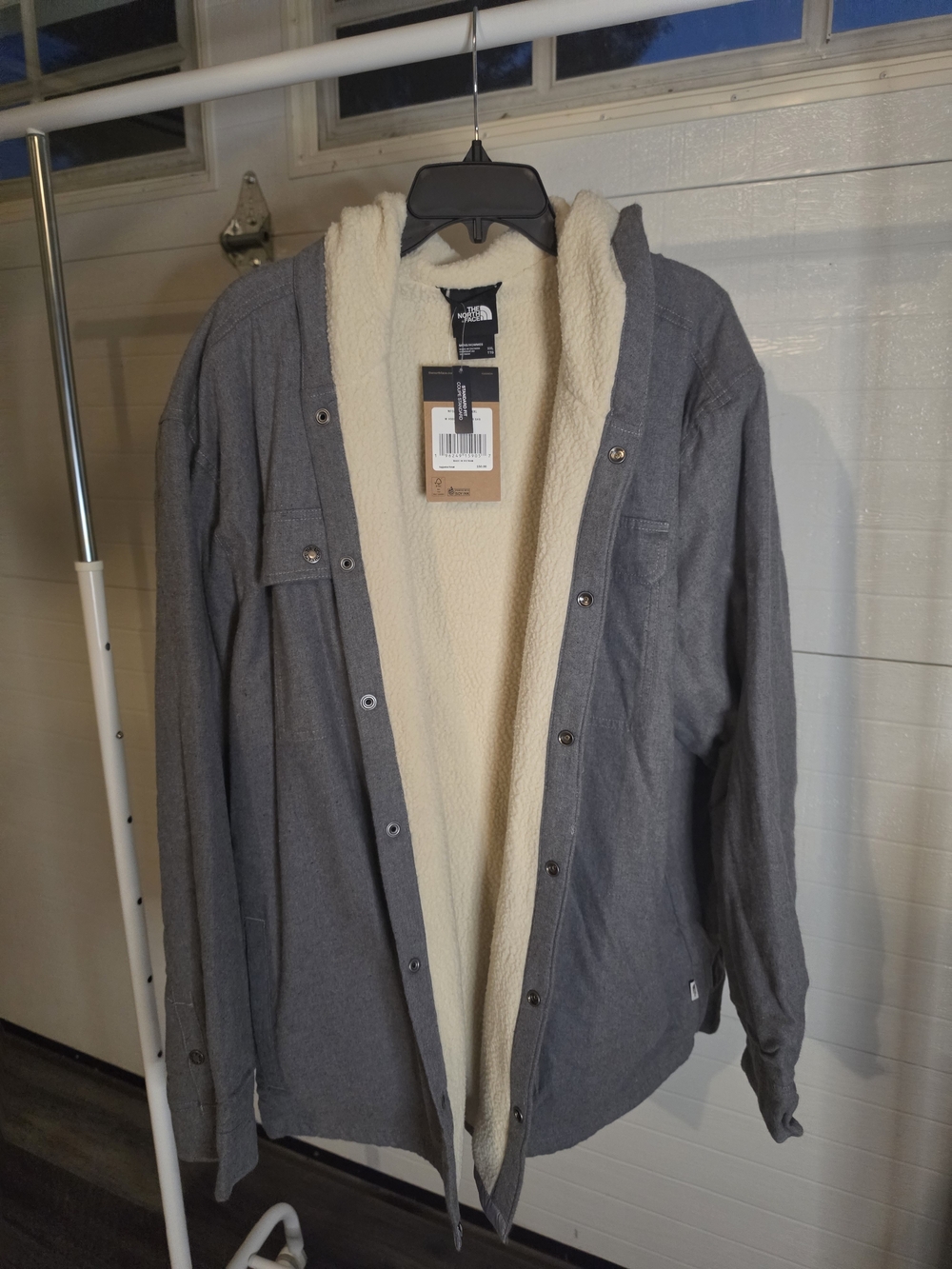The North Face Men’s Gray Sherpa-Lined Hooded Jacket Size XXL